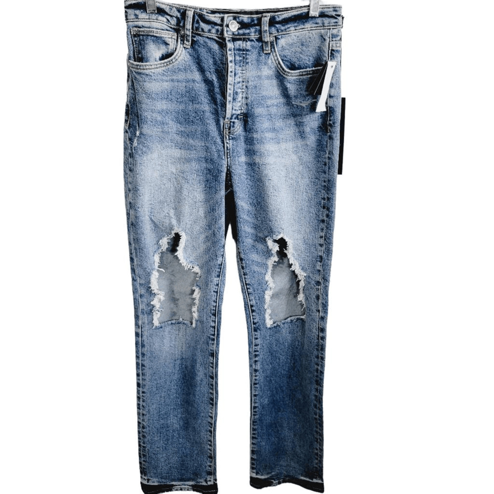 Earnest Sewn Light Blue Ripped Straight Leg Jeans